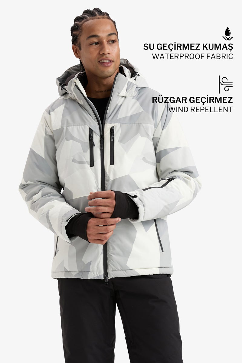 DeFacto Grey Man Zippered Ultra Protective Windproof Waterproof Ski Jacket Casual - Image 1
